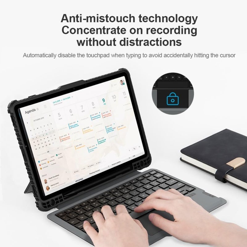 نيلكين حافظة لوحة مفاتيح كومبو مصممة لجهاز سامسونج جالاكسي تاب S8 بلس/S7 بلس/S7 Fe، حامل قلم/غطاء مقاوم للصدمات/حامل/لوحة تتبع ولوحة مفاتيح قابلة للإزالة - أسود - Image 5