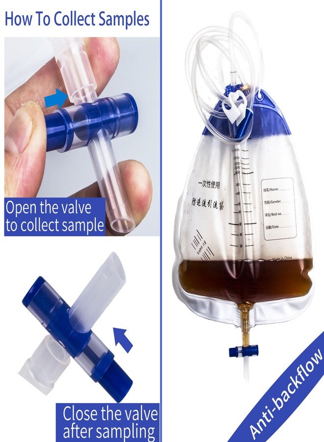 Urinary Drainage Bags with 48" Tube Drainage, Clips and Hanging Hook, Urine Bags with Anti-Reflux Chamber, 1500mL Urine Collection Bag, Urinary Bags, 10 Pack - Image 4