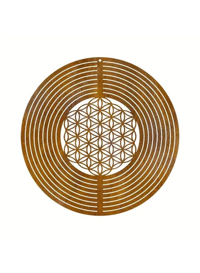 Rustic Iron Garden Wind Spinner 9 45 Inch Spiral Hexagonal Pattern Weather Resistant Decor - Image 1