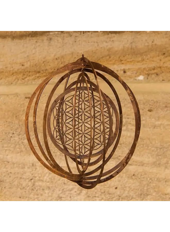 Rustic Iron Garden Wind Spinner 9 45 Inch Spiral Hexagonal Pattern Weather Resistant Decor - Image 3
