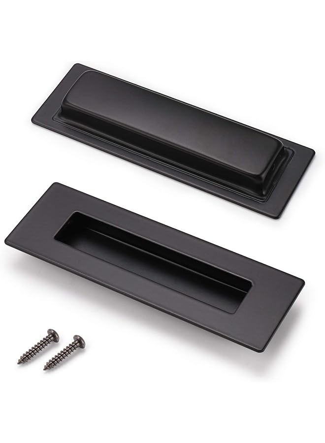 S-TOP (2 Pack)Black Rectangular Recessed Flush Handles Sliding Door Pulls Stainless Steel Closet Door Finger Pulls 6 Inch(150mm) Length Flush Pull Handles - Image 1