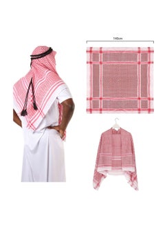 SYOSI Arab Keffiyeh Shemagh Turban, Arabian Costume Muslim Headscarf with Aqel Rope, Middle Eastern Desert Arabian Shawl Palestine Traditional Arabia Headscarf for Men, 2 Patterns  - Image 2