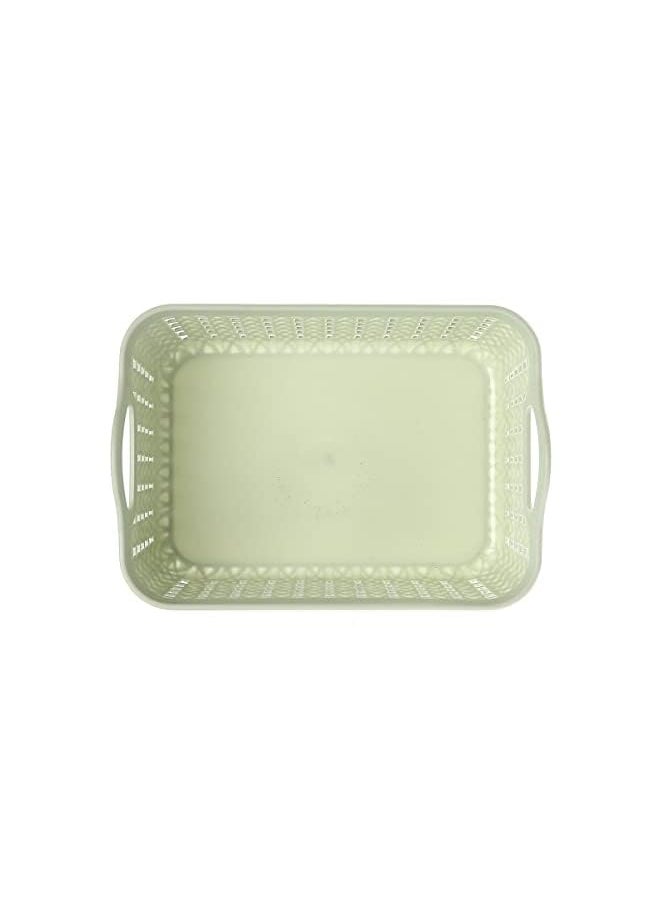Yonovo Plastic Storage Basket 4 Piece Storage & Organization Containers Shelf Baskets Pantry Boxes For Organizing Cabinets Bin Bathroom Light Green 4Pcs K70056  - Image 3