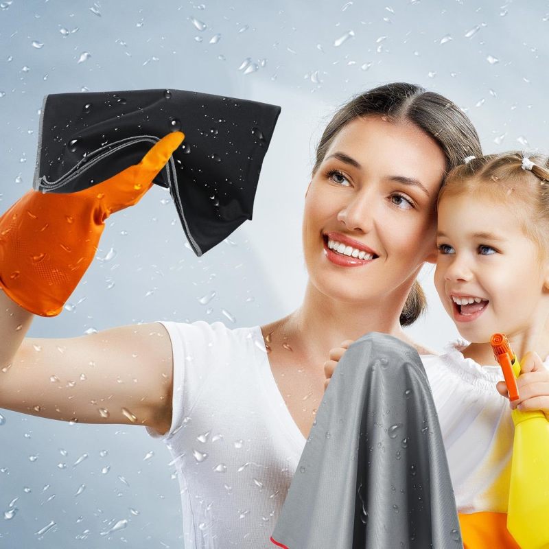 - 6 Extra-Large Microfiber Cleaning Towels, 25 x 20 Inches, Lint-Free for Crystal, Windows, Glassware (6 grey） - Image 3