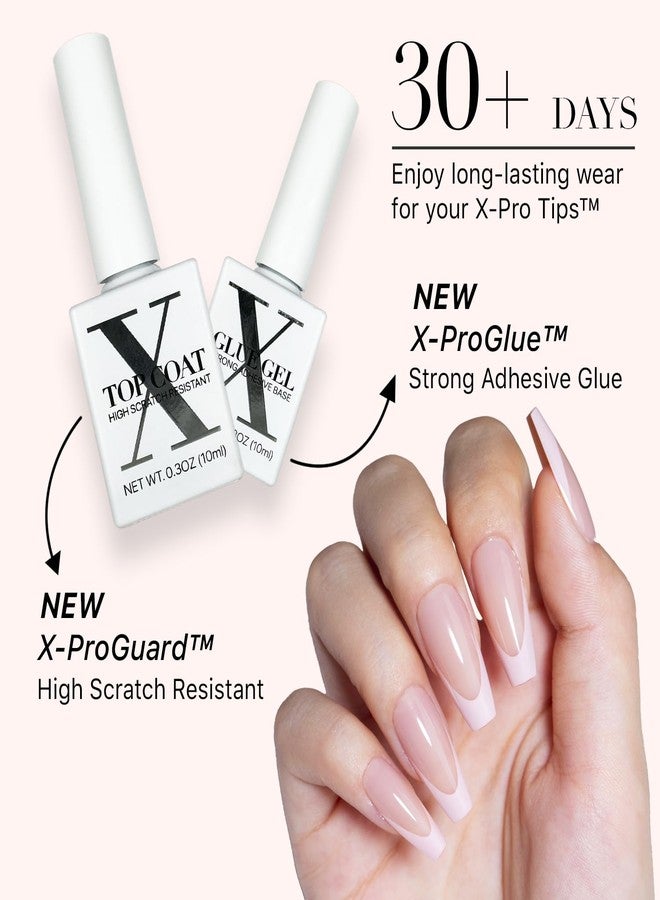 SXC Cosmetics French Tip Press On Nails - Skin Tone Nude and Color Series, Medium Coffin X-Pro Tips Starter Kit ST120KIT - Image 5
