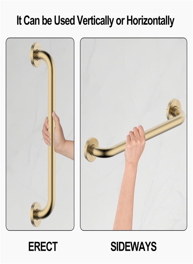 Derengge 16 Inch Grab Bar 304 Stainless Steel Anti-Slip Bathroom Safety Handrail Wall Mount Assist Grip for Elderly Handicap Bathtub Shower Toilet,GB-4023-BG,Brushed Gold - Image 3