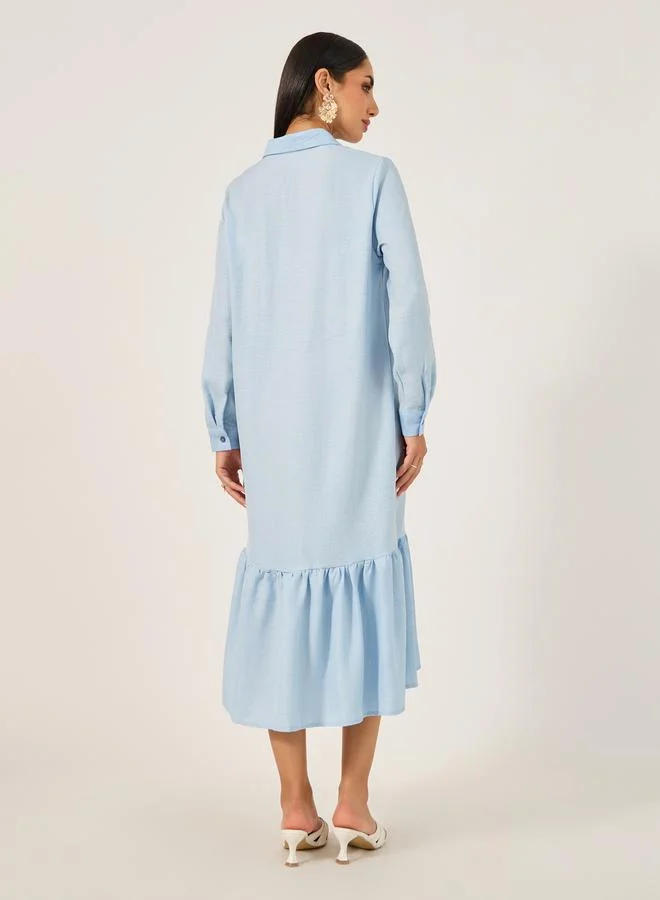 Styli Ruffled Shirtwaist Dress