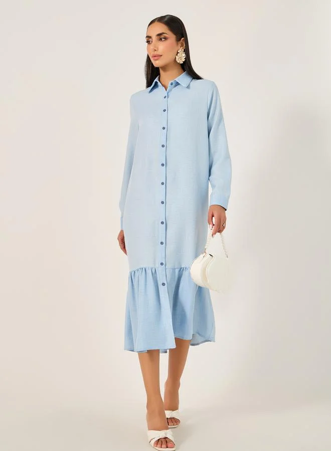 Styli Ruffled Shirtwaist Dress