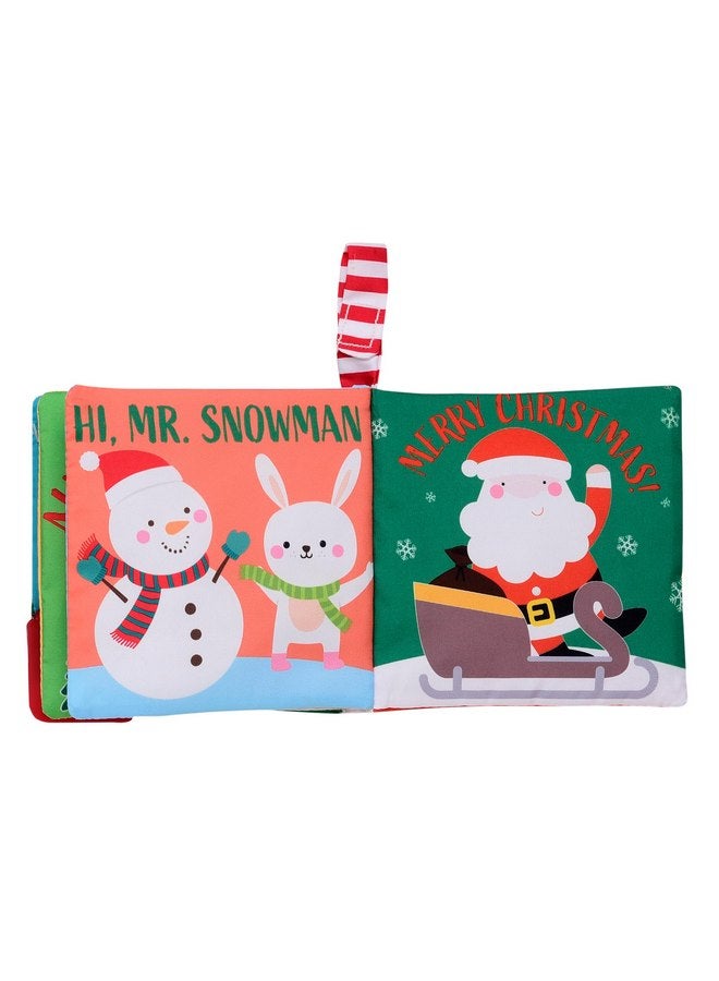 Baby Starters My First Christmas Soft, Crinkle Activity Book with Silicone Teether and Travel Strap, Santa, Green (5 1/2 inch Square) - Image 4