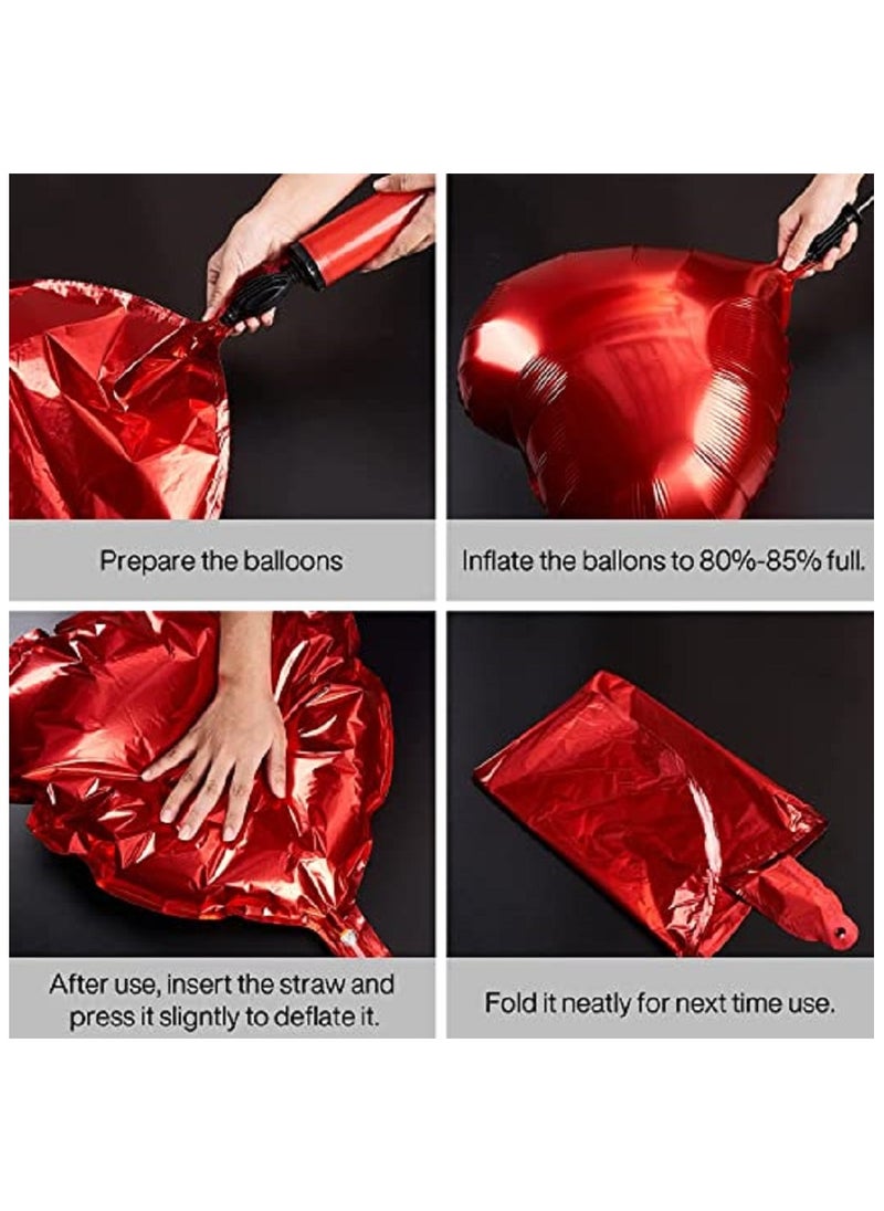 Boxwoods - Happy Anniversary Party Decoration With Red Heart Shape Foil Silver Chrome And Confetti Balloons - Image 1