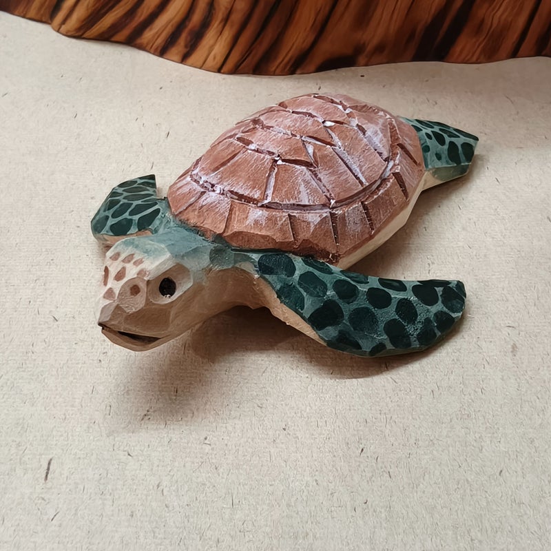 Handcrafted Linden Wood Sea Turtle Carving 1 Piece Study Office Decor Gift - Image 3