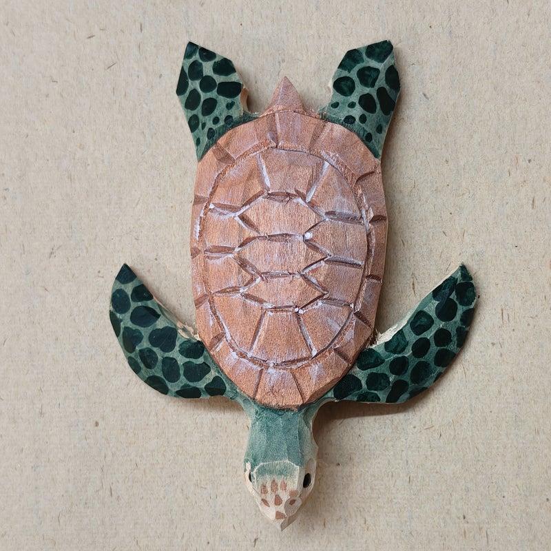 Handcrafted Linden Wood Sea Turtle Carving 1 Piece Study Office Decor Gift - Image 4