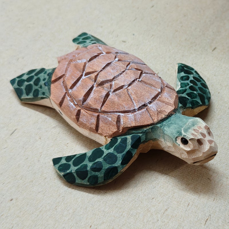 Handcrafted Linden Wood Sea Turtle Carving 1 Piece Study Office Decor Gift - Image 2