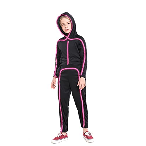 HSCTEK Light Up Stick Figure Costume Kids Led Stick Man Costumes Child Boys Girls Halloween Glow in Dark Stickman Cosplay ToddlerPink 4 - Image 5
