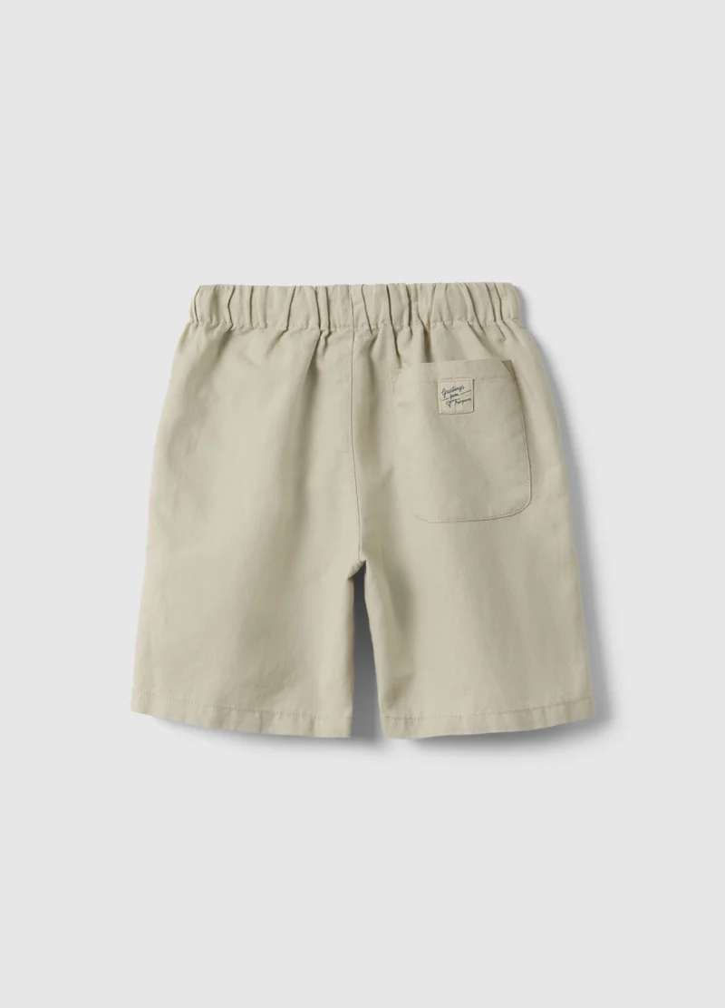 Ovs OVS Beige Linen Blend Oversized Fit Children'S Shorts