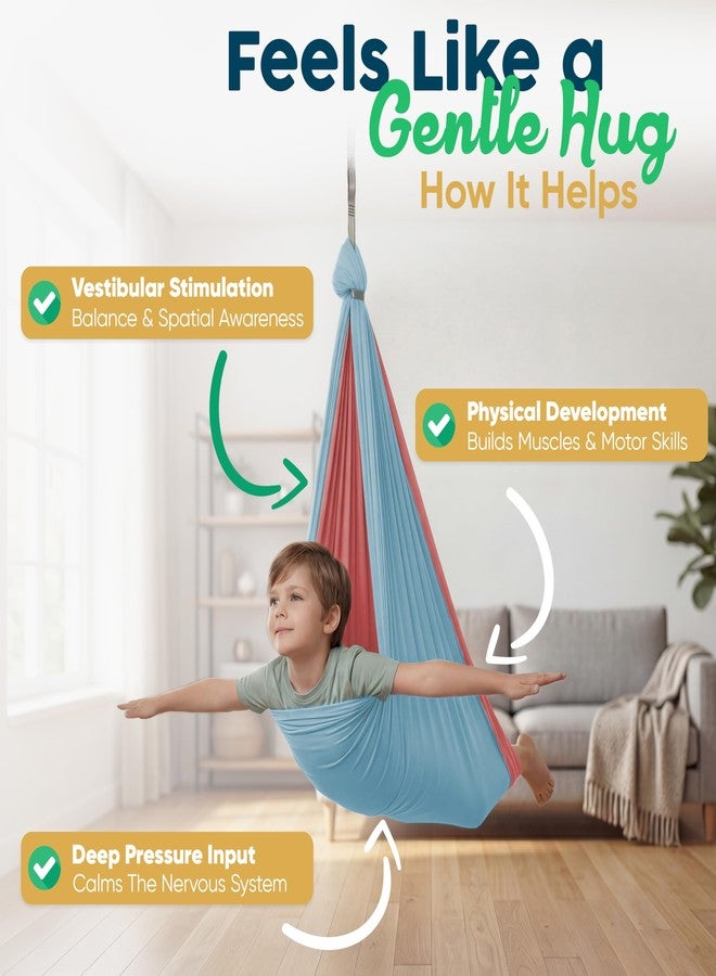 VISSE Sensory Swing for Kids Indoor Outdoor - Calming Cocoon Therapy Swing, Holds 300lbs - Hug-Like Sensory Hammock with 360° Swivel Hardware for Autism, ADHD, SPD Support - Image 3