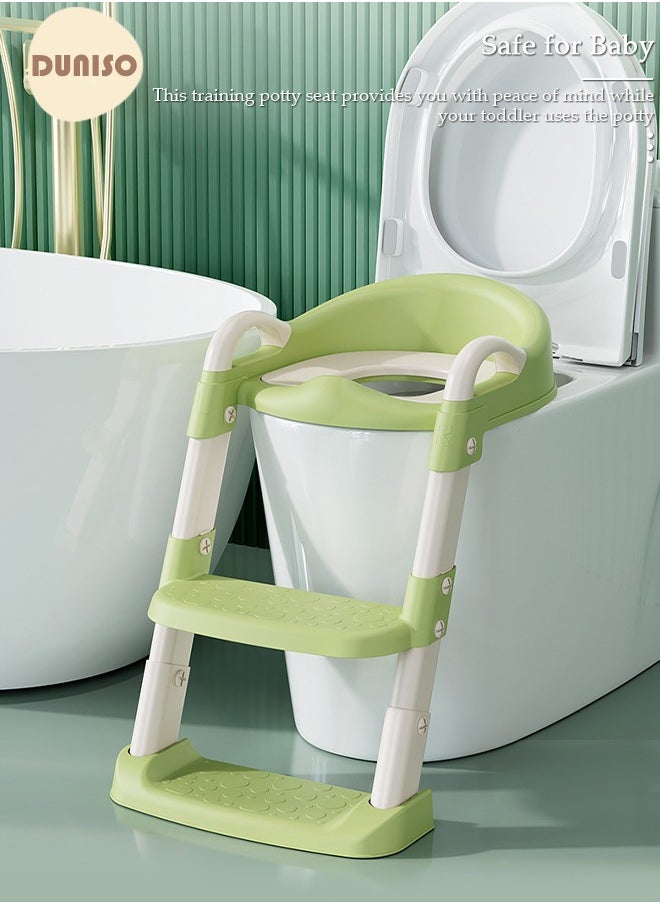 DUNISO - Kids' Potty Training Toilet Seat , Toddler Toilet Seat With Step Stool Ladder, Foldable Toddler Potty Seat For Toilet With Non-Slip Design, Adjustable Height For Baby Kids 2 To 5 Years Boys Girls Lemon Green Pvc - Image 1