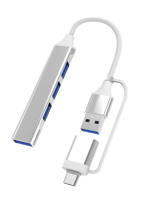 USB 3.0 Hub 4-Port USB Adapter, High-Speed Data Extender, High -Speed Transmission Splitter for Laptop,Computer,Flash Drive Port Data Hub Silver