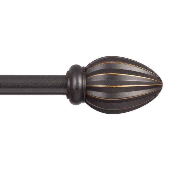 KN75246 FAST FIT EASY INSTALL BAILEY FLUTED END DECORATIVE WINDOW CURTAIN ROD 3666 ADJUSTABLE LENGTH OIL RUBBED BRONZE FINISH 58 DIAMETER STEEL TUBE