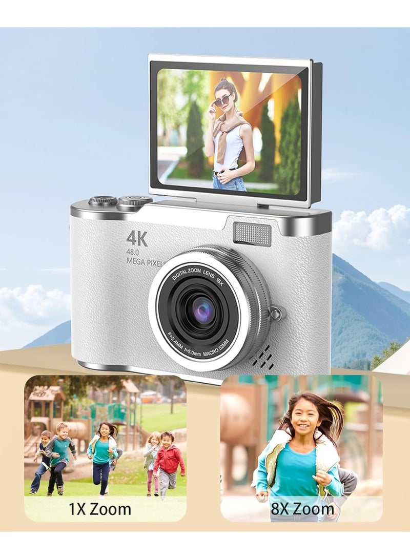 Generic 4k CCD Digital Zoom Student Digital Camera 48MP Portable Digital Photography Camera 180° Flip Screen Selfie Camera，with 64GB SD card - Image 4