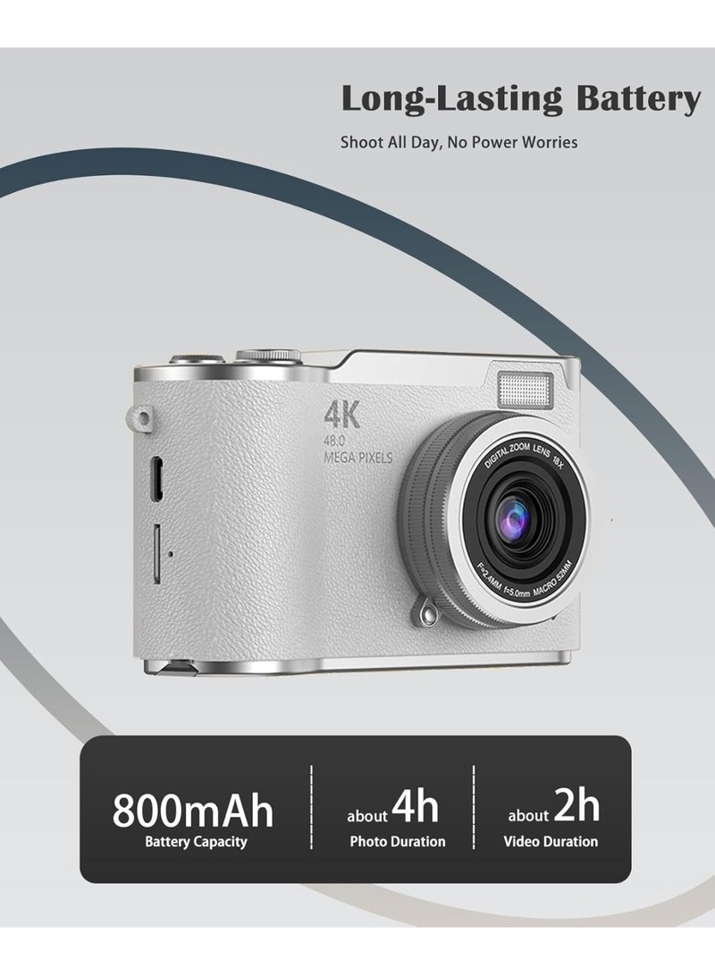 Generic 4k CCD Digital Zoom Student Digital Camera 48MP Portable Digital Photography Camera 180° Flip Screen Selfie Camera，with 64GB SD card - Image 3