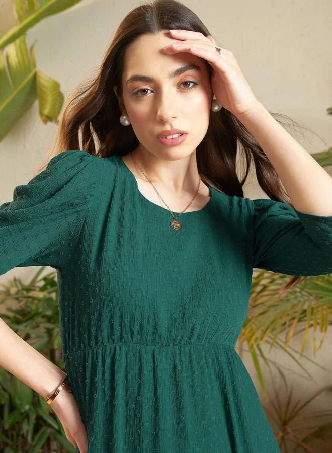 ساسافراس Belted Emerald Dress