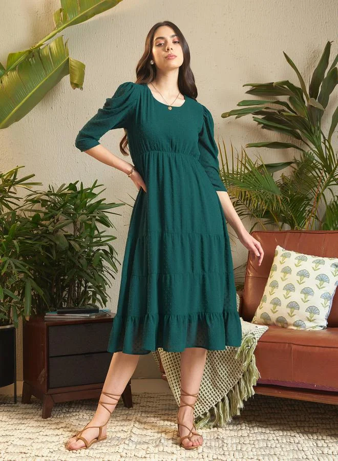 ساسافراس Belted Emerald Dress