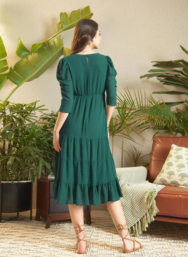 ساسافراس Belted Emerald Dress