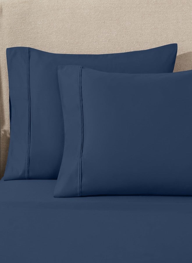 Superior 1200 Thread Count 100% Egyptian Cotton, Soft and Breathable, 2-Piece King Pillowcase Set Solid, Navy Blue - Image 2