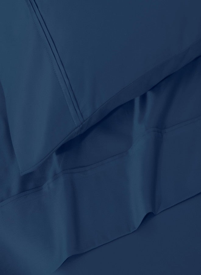 Superior 1200 Thread Count 100% Egyptian Cotton, Soft and Breathable, 2-Piece King Pillowcase Set Solid, Navy Blue - Image 4