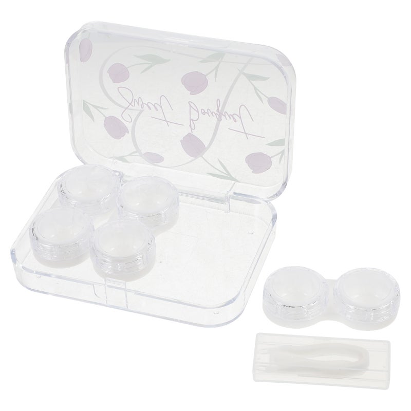 1 Set of Travel -lens Box Cute Case Cosmetic Lens Cases with Tools for Women Girls - Image 1