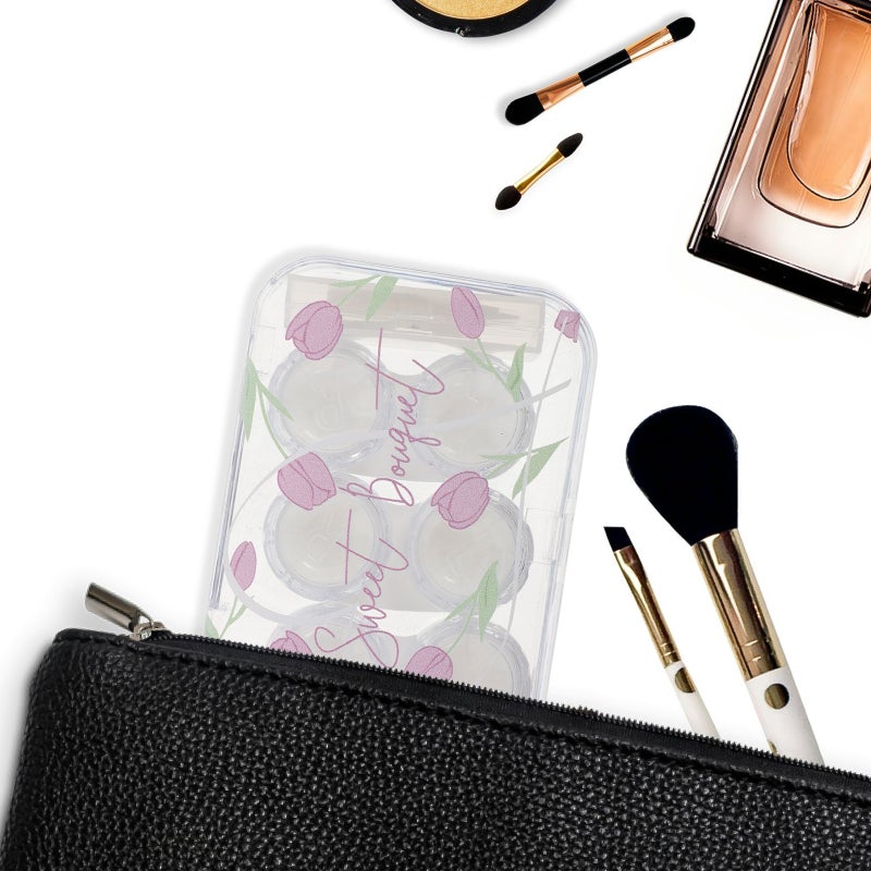 1 Set of Travel -lens Box Cute Case Cosmetic Lens Cases with Tools for Women Girls - Image 2