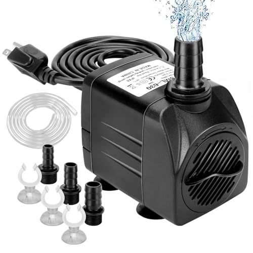 GROWNEER 550GPH Submersible Pump 30W Ultra Quiet Fountain Water Pump, 2000L/H, with 7.2ft High Lift, 3 Nozzles, 4.9 Feet Tubing for Aquarium, Fish Tank, Pond, Hydroponics, Statuary - Image 1