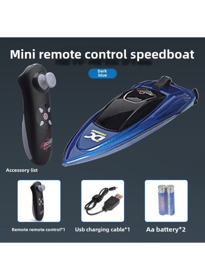 Fishing Special Remote Control Boat Remote Control Submarine Model Mini Black Technology Children's Birthday Gift Boys Electric-Color:Remote Control Speedboat [dark Blue] Strong Power And Adjustable Speed  - Image 1