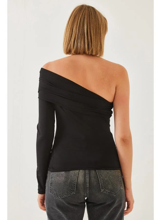 جينجر One Shoulder Draped Top
