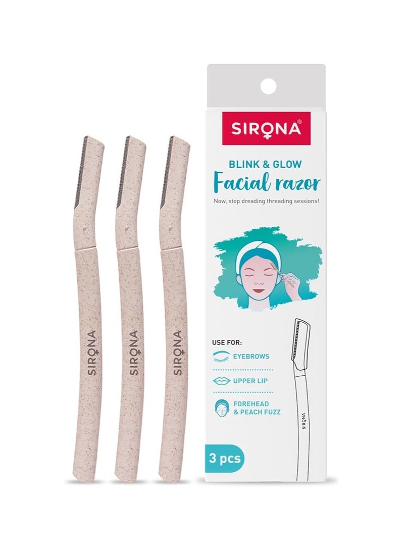 Sirona Blink Razor Women | Facial & Upper Lips Hair Removal, Eyebrow Shaper & Dermaplaning Tool - 3 Razors (Blink) - Image 1