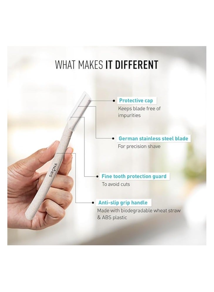 Sirona Blink Razor Women | Facial & Upper Lips Hair Removal, Eyebrow Shaper & Dermaplaning Tool - 3 Razors (Blink) - Image 4