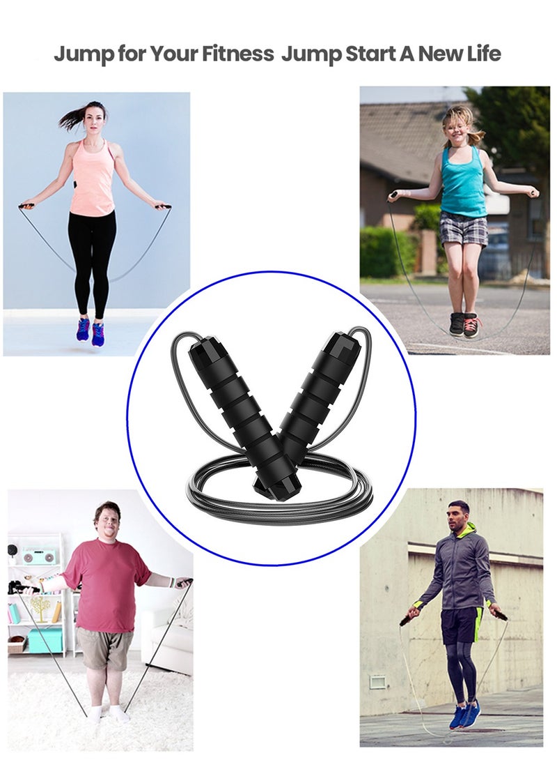 CoolRabbie CoolRabbie Skipping Jump Rope, Tangle-Free Rapid Speed Jumping Rope Cable with Ball Bearings for Women, Men, and Kids, Adjustable Steel Jump Rope Workout with Foam Handles for Fitness, Home Exercise & Slim Body  - Image 2