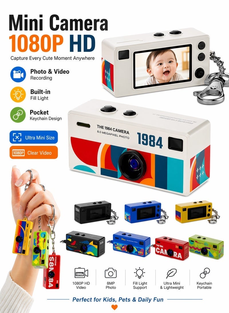 كاميرا صغيرة بشاشة، كاميرا رقمية بدقة 1080P مع شاشة 0.96 بوصة، كاميرا ميدالية مفاتيح للتصوير الفوتوغرافي وتسجيل الفيديو، حجم صغير للسفر والاستخدام اليومي - Image 2