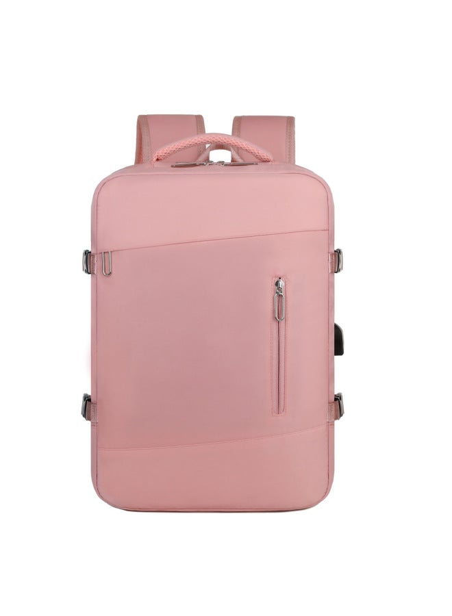 Style Simple Fresh Business Computer Bag Large Capacity Multifunctional Light Color Backpack Fashion Travel Bag-Color:Lotus Color - Image 1