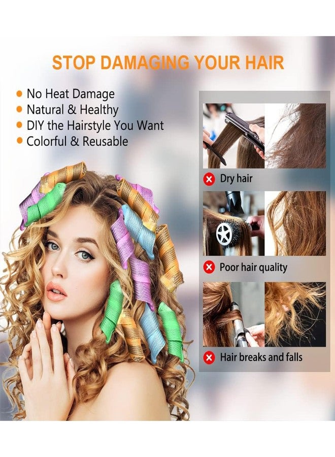 NUDFSY 14Pcs Hair Roller Curler, Heatless Curler, Curlers Rollers For Women, Spiral Heatless Curler For Women With Styling Hooks For Medium Long Hair - Image 4