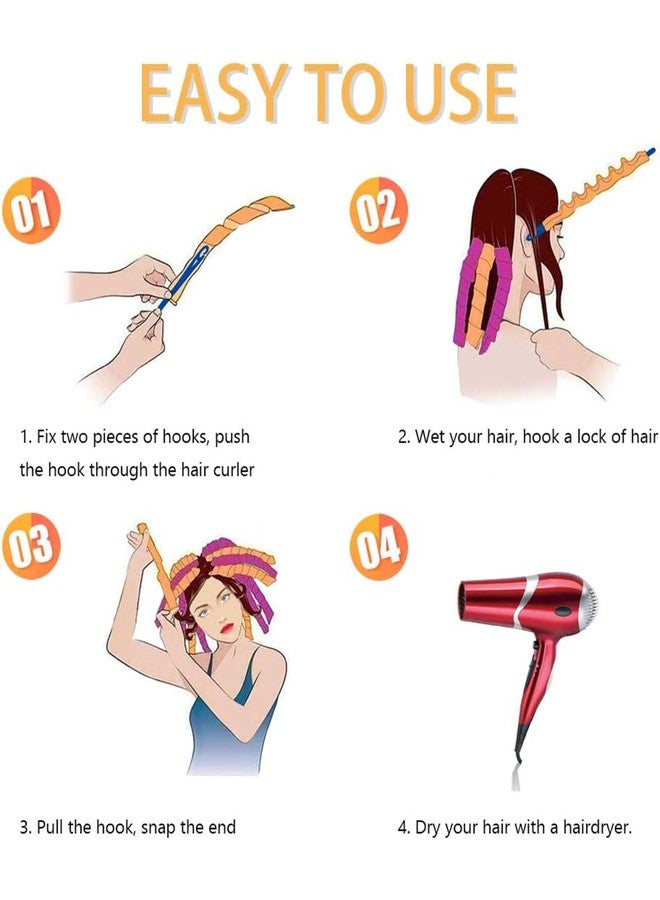 NUDFSY 14Pcs Hair Roller Curler, Heatless Curler, Curlers Rollers For Women, Spiral Heatless Curler For Women With Styling Hooks For Medium Long Hair - Image 3