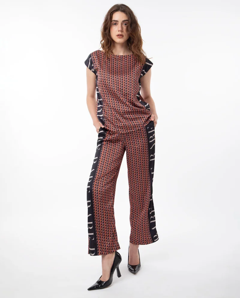 Rareism Women's Trendsetting Geometric Print Wide-Leg Trousers
