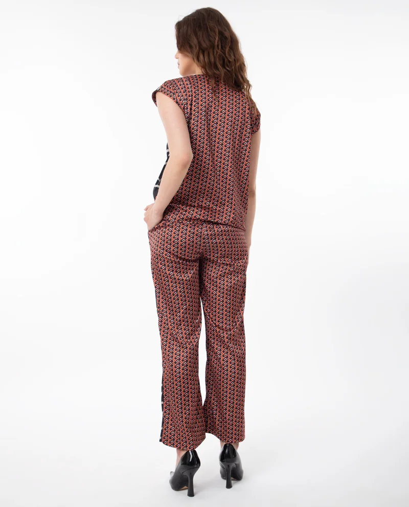 Rareism Women's Trendsetting Geometric Print Wide-Leg Trousers