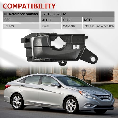 OEMASSIVE Interior Door Handle for Hyundai Sonata 2008-2010 Front Left Drive Door Handle Replacement 826103K520HZ HY1352135,Black - Image 4