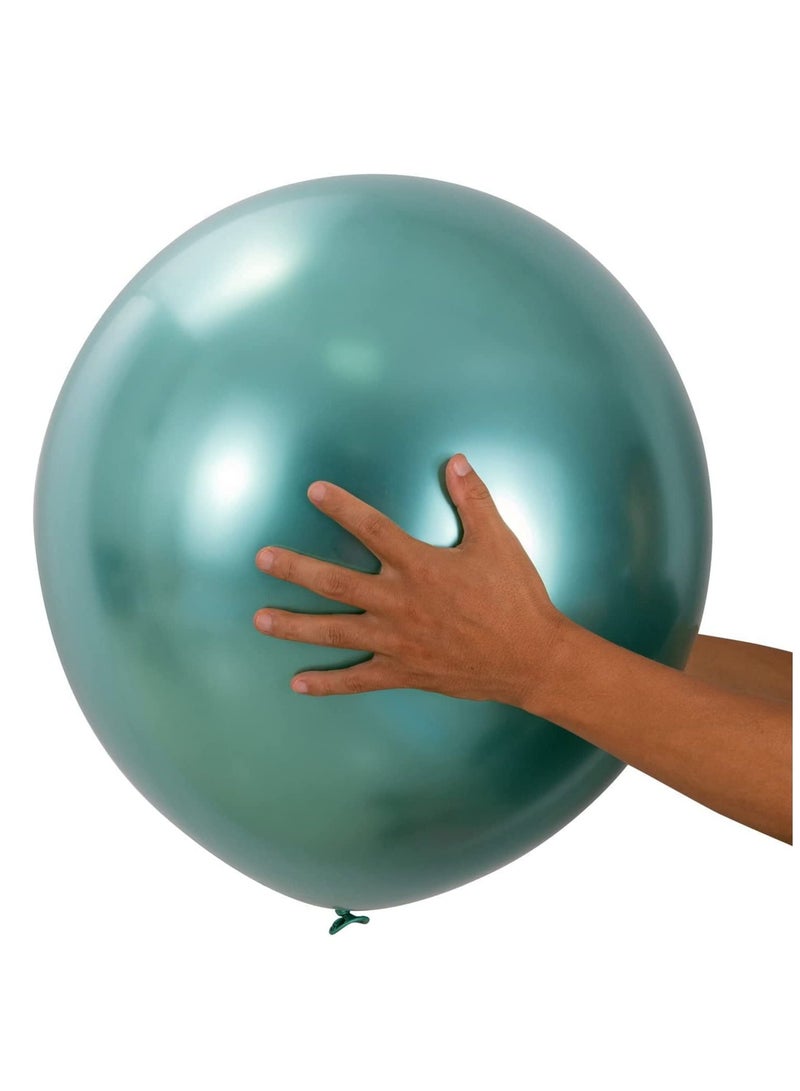 JOLLITY LLC 5 قطع بالونات معدنية 24 بوصة بالونات لاتكس لامعة لتزيين حفلات عيد الميلاد والزفاف (أخضر 5 قطع) - Image 1