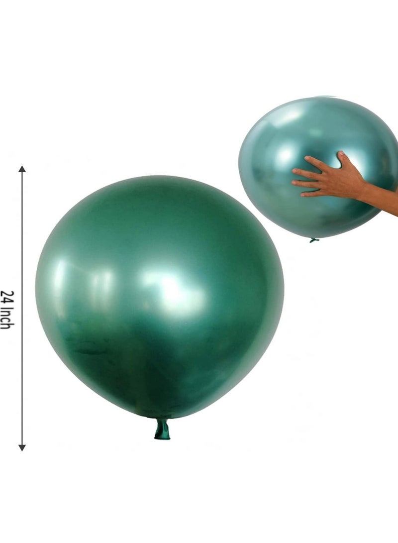 JOLLITY LLC 5 قطع بالونات معدنية 24 بوصة بالونات لاتكس لامعة لتزيين حفلات عيد الميلاد والزفاف (أخضر 5 قطع) - Image 2
