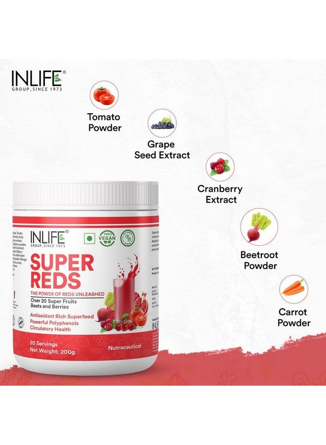Inlife مسحوق سوبر ريدز من INLIFE | مشروب مكمل غذائي غني بمضادات الأكسدة | 20 فاكهة سوبر، بنجر وتوت | تنشيط بالطاقة مع مضادات الأكسدة القوية يدعم الطاقة 200 جرام (سوبر ريدز) - Image 4