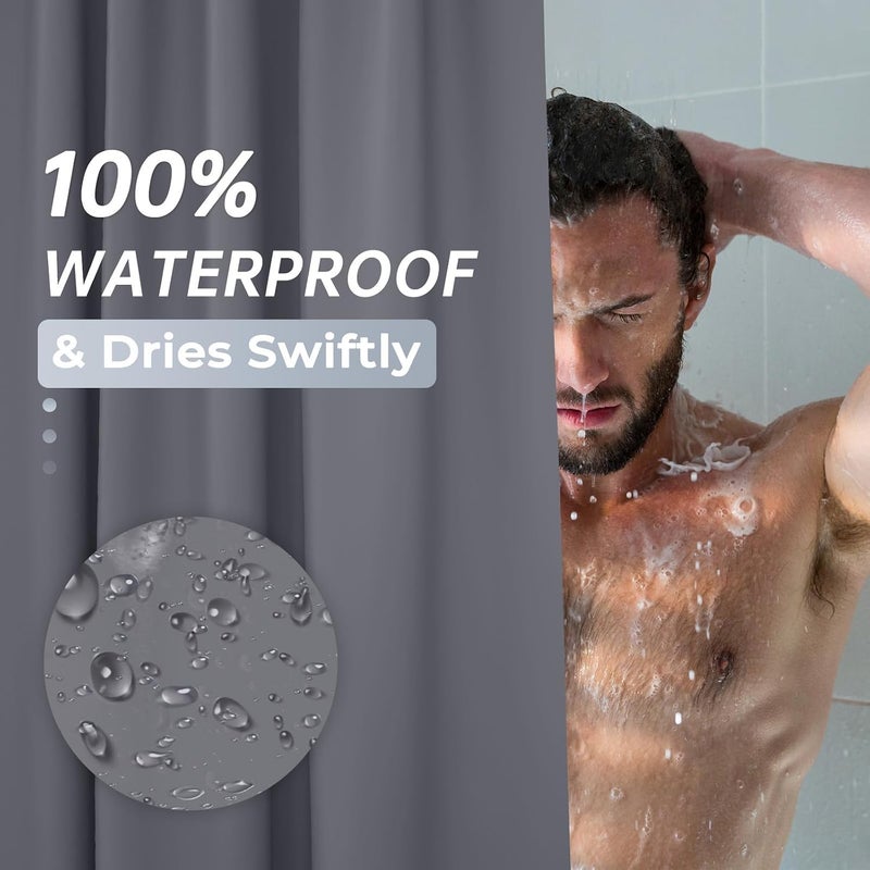AmazerBath Heavy Duty Dark Grey Shower Curtain, 72 x 72 PEVA Waterproof with Weighted Stones - Image 4