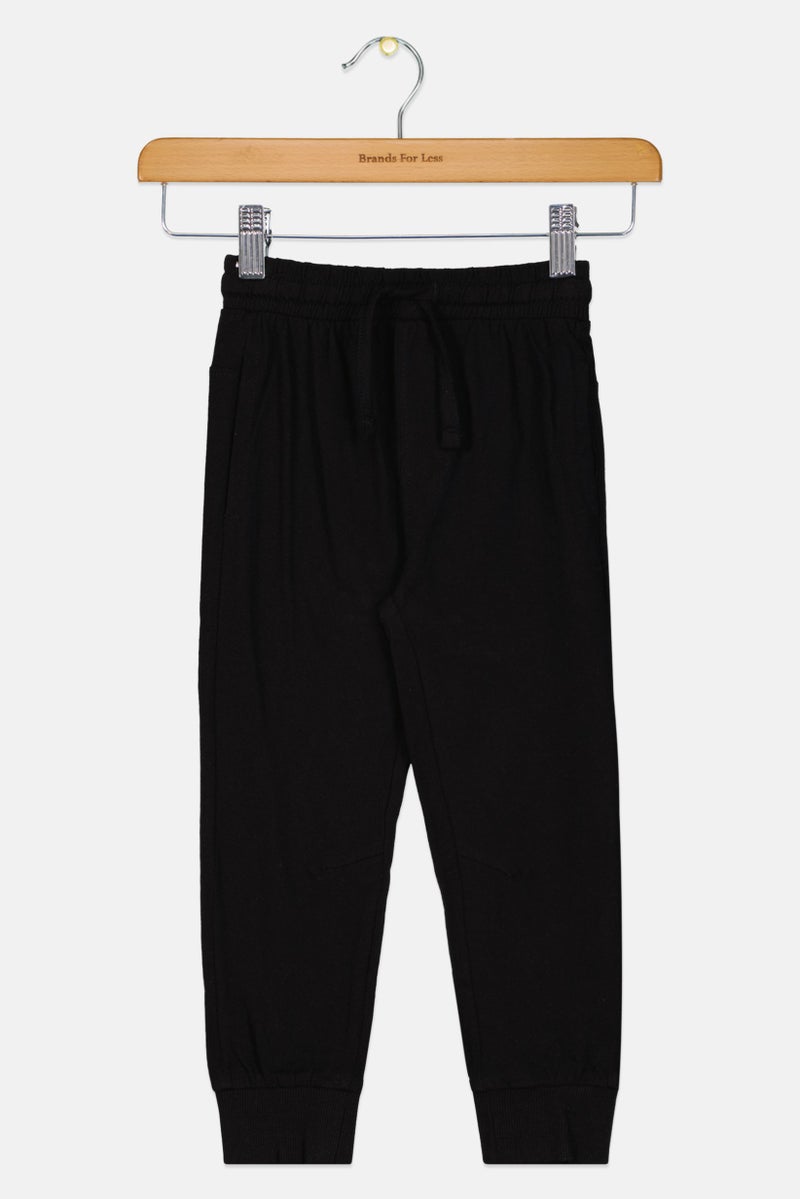 Fox Toddlers Boy Solid Jogger Pants, Black  - Image 1